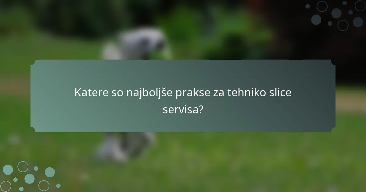 Katere so najboljše prakse za tehniko slice servisa?