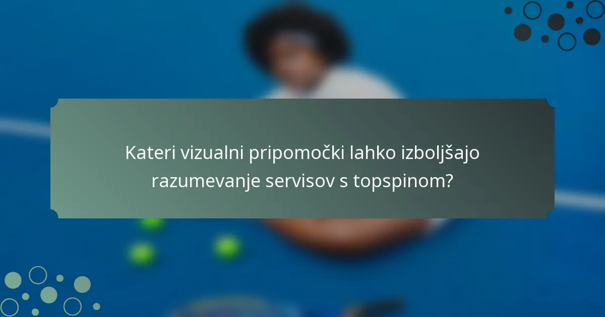 Kateri vizualni pripomočki lahko izboljšajo razumevanje servisov s topspinom?